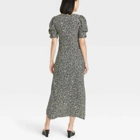 NEW! Vintage-Style Crepe Short Sleeve Midi Dress, Green Floral - A New Day - Picture 2 of 10